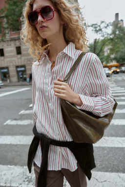 STRIPED OVERSIZE POPLIN SHIRT - Zara фото 2