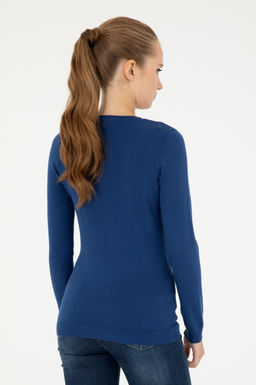 Женский базовый свитер цвета индиго с v-образным вырезом Неожиданная скидка в корзине - U.s. polo assn фото 5