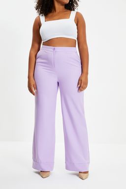 TRENDYOLMILLA Lila Wide Leg/Genis Paca Dokuma Kumas Pantolon TWOSS19ST0179  фото 18