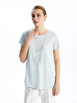 Bisiklet Yaka Nak??l? Kad?n Ti??rt