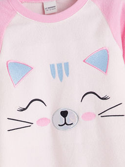 Bisiklet Yaka Polar K?z ?ocuk Pijama Tak?m?