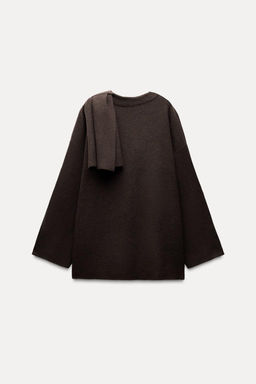 SHORT KNITTED COAT WITH SCARF - Zara фото 6