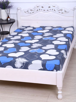 Простыня поплин - РОМАНТИКА (синий) 180х215