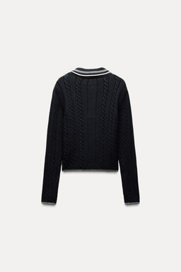 CONTRAST PIPING KNIT POLO SWEATER - Zara фото 8