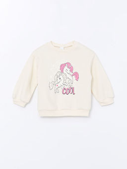Bisiklet Yaka Uzun Kollu Bask?l? K?z Bebek Sweatshirt
