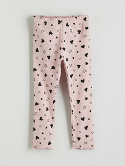 Kalp Bask?l? K?z ?ocuk Triko Pijama Alt