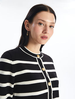 Bisiklet Yaka ?izgili Kad?n Triko H?rka