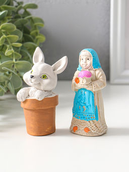 Набор фигурок пасхальных 2 шт. К празднику, девушка 9?4 см, заяц в горшочке 9?5 см