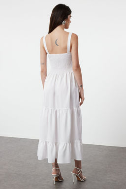 TRENDYOLMILLA Siyah Duz A Kesim Gipeli Kare Yaka Maxi Dokuma Elbise TWOSS24EL01052  фото 12