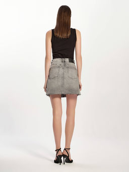CONTE CON-761 Джинсовая юбка-mini оксидной варки со вставками по бокам grey - Conte elegant фото 3