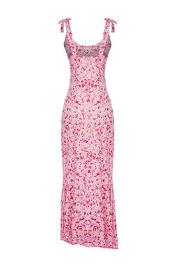 TRENDYOLMILLA Cok Renkli Duz Baglama Detayl? Maxi Soyut Bask?l? Baglama Detayl? Esnek Orme Elbise TWOSS25EL00679 фото 6