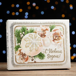 Цена за 5 шт. Подарочная коробка Новогоднее золото, 23,5 х 6,5 х 18,7 см