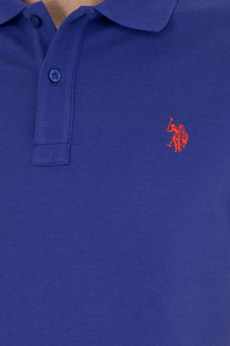 Поло Slim Fit Basic синий из хлопка