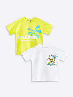 Bisiklet Yaka K?sa Kollu Bask?l? Erkek Bebek Ti??rt 2li - Waikiki фото 2