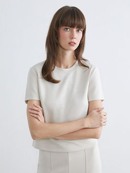 Bisiklet Yaka Nak??l? Soft Touch Kad?n Ti??rt