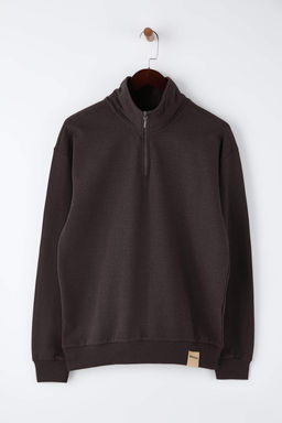 TRENDYOL MAN Lacivert Oversize/Genis Kesim Dik Yaka Fermuarl? Etiketli Ici Polarl? Sweatshirt TMNAW25SW00168 - Trendyolmilla фото 28
