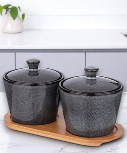 НАБОР БАНОК LEFARD GRAPHITE 2 ШТ. 300 МЛ 10*10*7,5 СМ НА ДЕР. ПОДСТАВКЕ фото 6