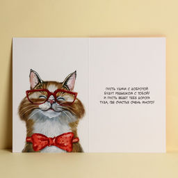 Цена за 10 шт. Открытка Поздравляю, добрый кот, 12 18 см - Дарите счастье фото 2