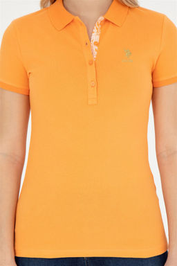 Женская оранжевая базовая футболка с воротником-поло Неожиданная скидка в корзине - U.s. polo assn фото 6