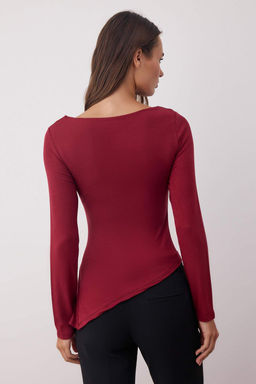 Trendyolmilla Siyah Viskon/Yumusak Kumasl? Asimetrik Esnek Orme Bluz TWOAW25BZ00233  фото 9