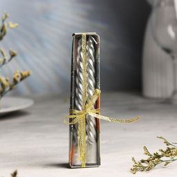 Набор свечей витых, 1.5×15 см, 2 шт. серебряный металлик