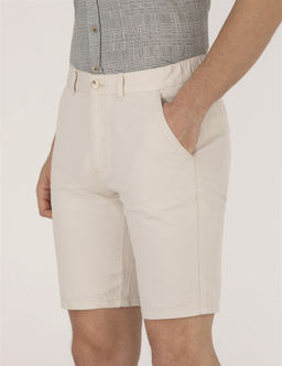 Ta_ Slim Fit Keten Kar___ml_ Bermuda _ort