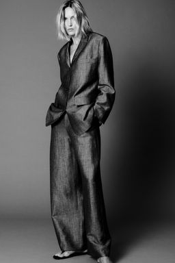 PANTAL?N ANCHO CON LINO ZW COLLECTION / Gris