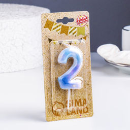 Свеча в торт на шпажке Звездопад, цифра 2, 5,5 см - Страна карнавалия фото 2