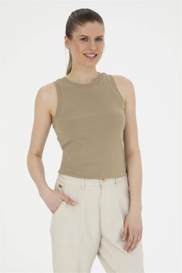 Женская футболка без рукавов цвета хаки с круглым вырезом Неожиданная скидка в корзине - U.s. polo assn фото 3