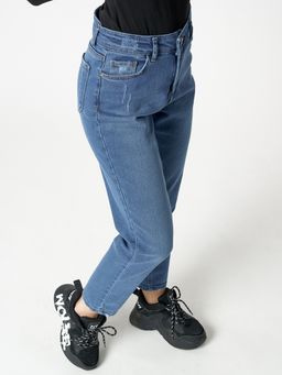 Джинсы женские прямые с высокой талией синего цвета 536_20S - Mtforce фото 7