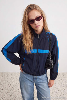 Lacivert Oversize Kal_p Renk Bloklu Yazl_k Mont TWOAW27MO00136 - Trendyolmilla фото 2