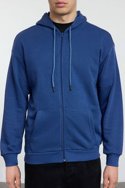TRENDYOL MAN Siyah Oversize/Genis Kesim Kapusonlu Fermuarl? Sweatshirt-H?rka TMNAW22SW0620 - Trendyolmilla фото 3