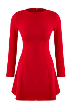 K?rm?z? Duz K?sa / Mini Dokuma Elbise TWOAW26EL00184