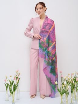 Большой, красивый двусторонний платок с рисунком в стиле арт-декои необычной текстурой ткани - Tantino фото 7