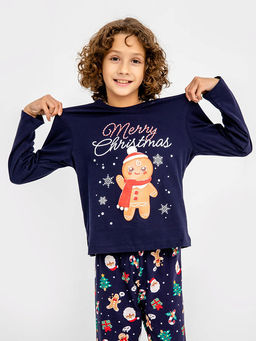 Комплект для мальчиков синий с принтом новогодние печеньки - Mark formelle фото 3