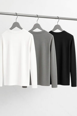 Siyah-Gri-Ekru 3lu Paket Slim/Dar Kesim %100 Pamuk Erkek T-Shirt TEDAW25TS00010