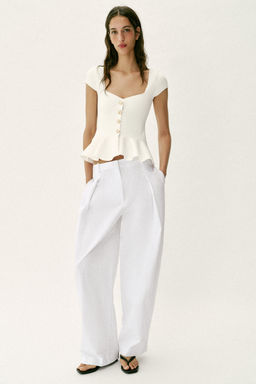 TOP PEPLUM BOTONES / Blanco roto