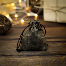 Цена за 10 шт. Холщовый мешочек для украшений, подарков и трав, текстиль Эко чёрный, 7?9 см