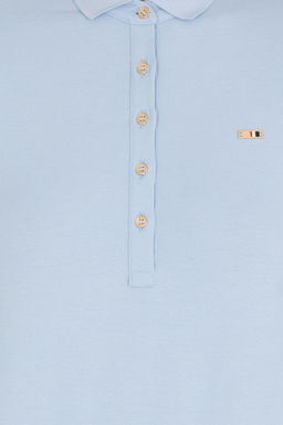 Kad_n A__k Mavi Polo Yaka _rme Elbise