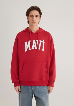 Mavi Logo Bask?l? Kapusonlu K?rm?z? Sweatshirt  фото 4