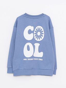 Bisiklet Yaka Bask?l? Uzun Kollu K?z ?ocuk Sweatshirt - Waikiki фото 2