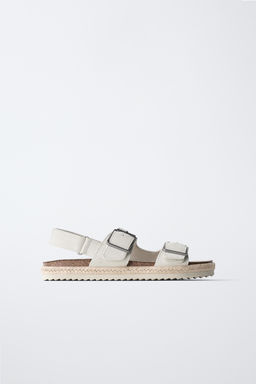 SANDALIA HEBILLAS PIEL / Blanco Crudo