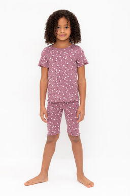 К 1632/темная орхидея,цветочный танец пижама дет