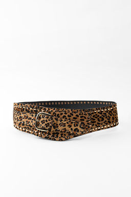 STUDDED ANIMAL PRINT LEATHER CORSET BELT - Zara фото 3