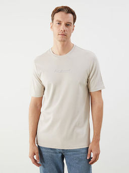 Bisiklet Yaka Bask?l? Erkek Ti??rt