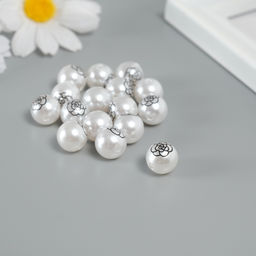 Бусина для творчества пластик Жемчужный шарик - роза, d=1.2 см, набор 16 шт.