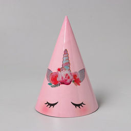 Цена за 10 шт. Колпак праздничный бумажный Единорог. Мордочка, 16 см - Страна карнавалия фото 3