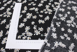 Штапель Жасминовые цветочки на черном, ш.1.45м, вискоза-100%, 100гр/м.кв - Купава фото 4