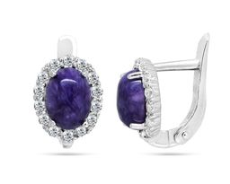Серьги из серебра чароит, СПН4151