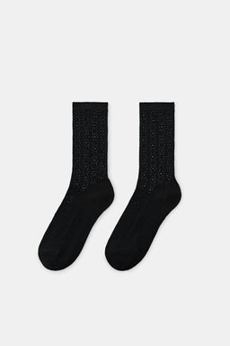 RIBBED RHINESTONE SOCKS